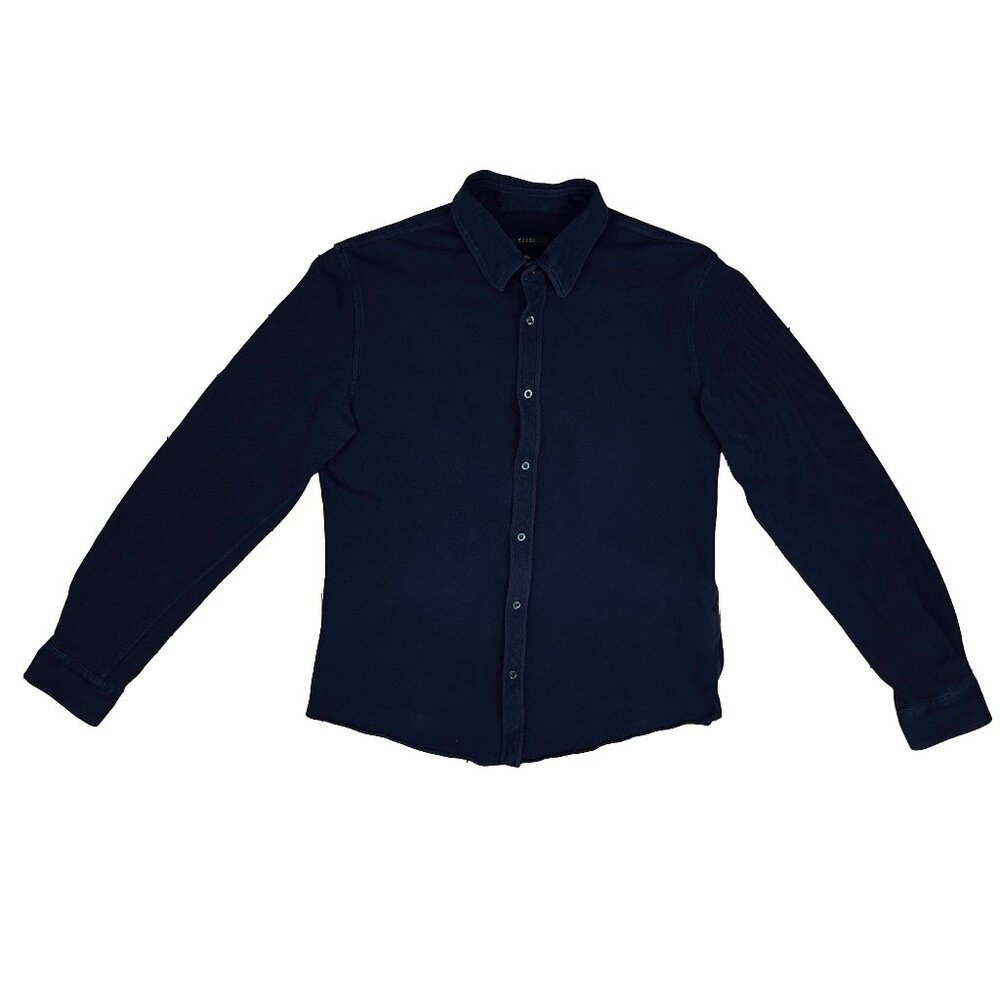 GUCCI Duke Long Sleeve Button Down Polo Style Navy Blue Shirt Size 39